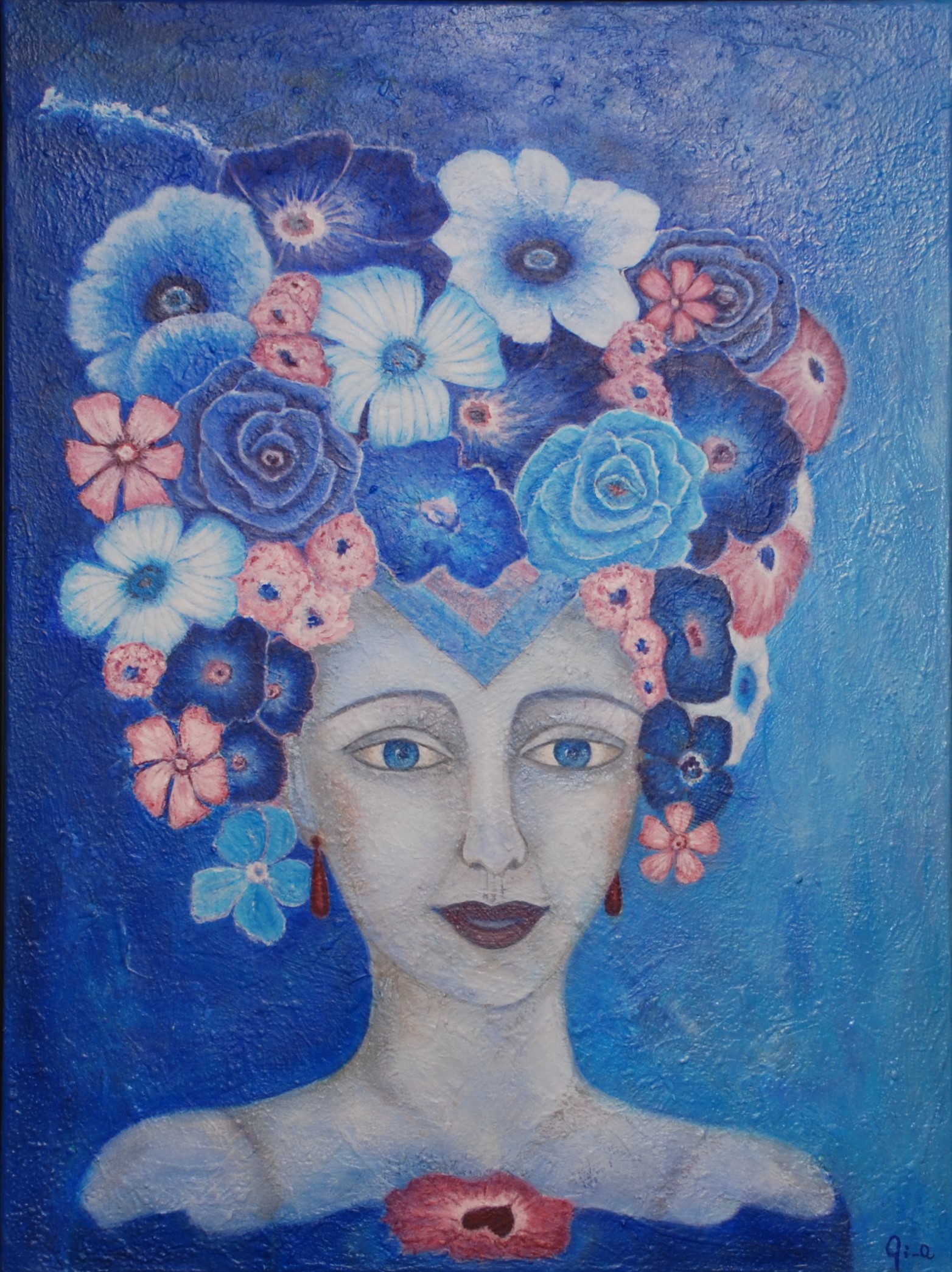 The flower lady. 60x80 akryl.